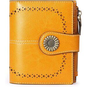 SENDEFN Small Womens Wallet Leather Bifold Card Holder RFID Blocking Coin Zip